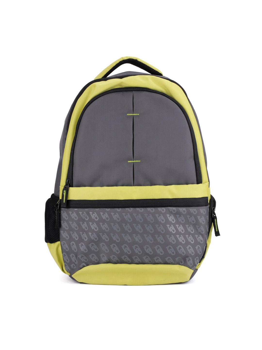 

QIPS Unisex Grey & Lime Green Brand Logo Backpack