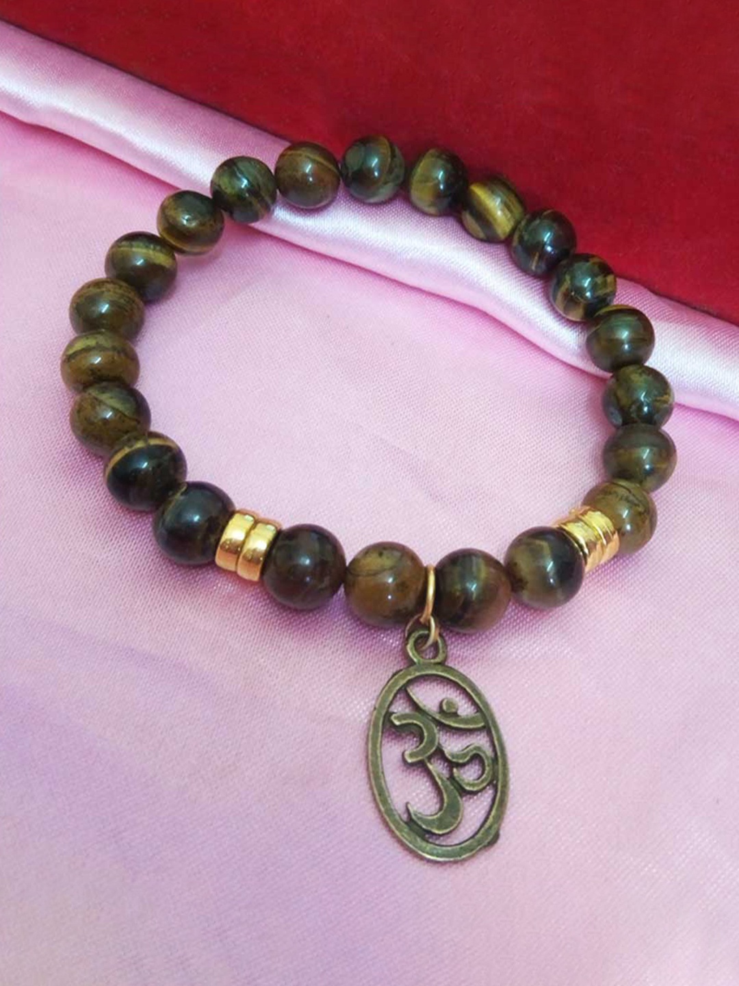 

RICH AND FAMOUS Men Gold-Toned & Brown Brass-Plated Bracelet