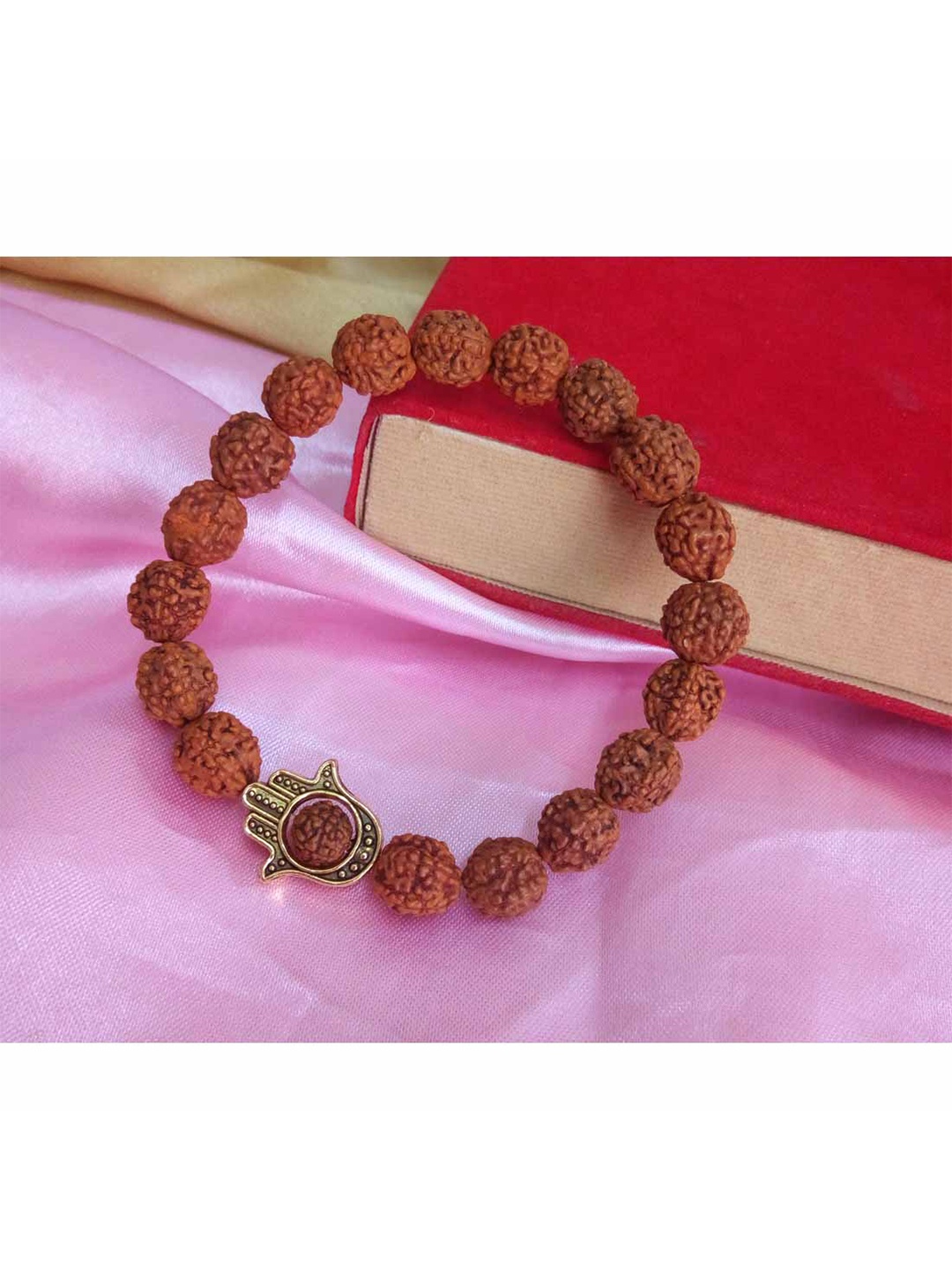 

RICH AND FAMOUS Men Brown & Gold-Toned Brass Agate Bracelet