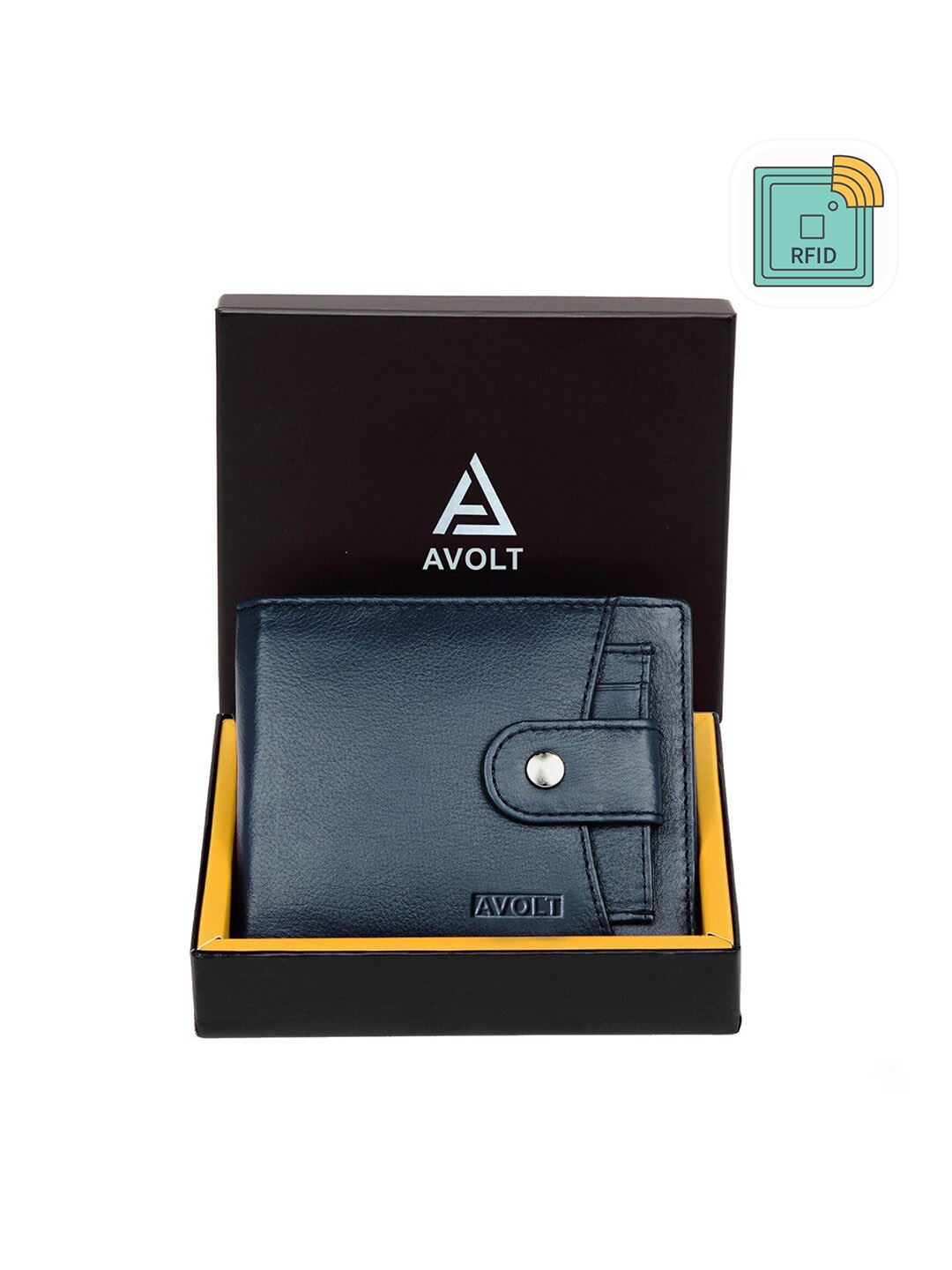 

AVOLT Men Blue Leather Two Fold Wallet