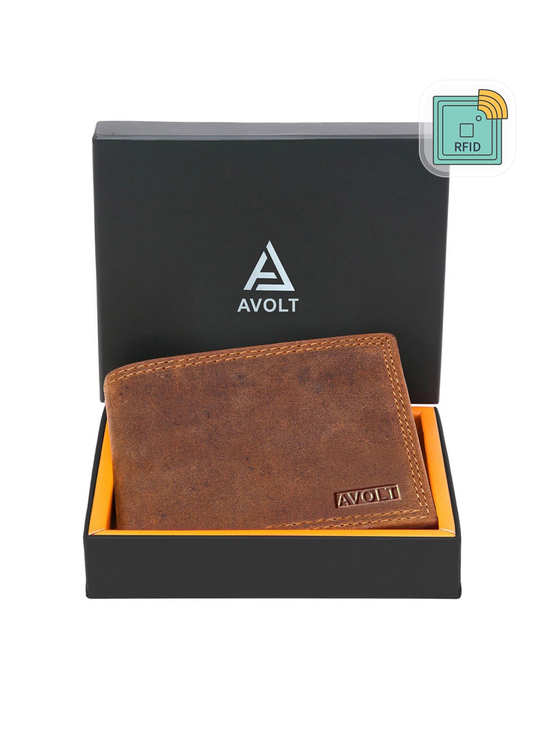 

AVOLT Men Tan Leather Two Fold Wallet