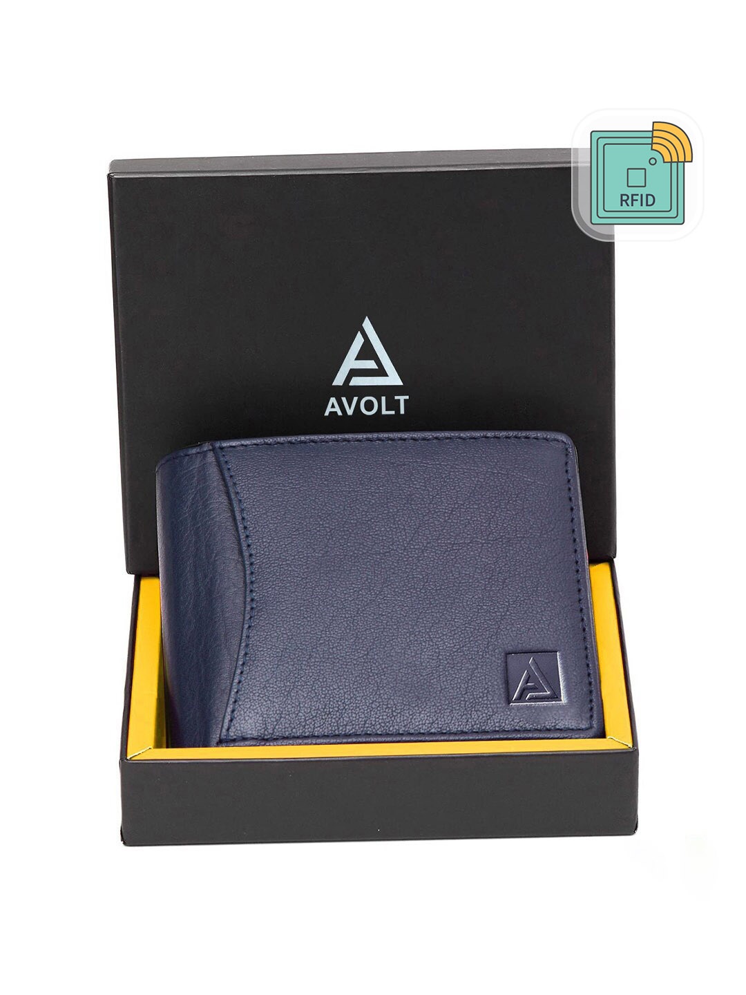 

AVOLT Men Blue Leather Two Fold Wallet