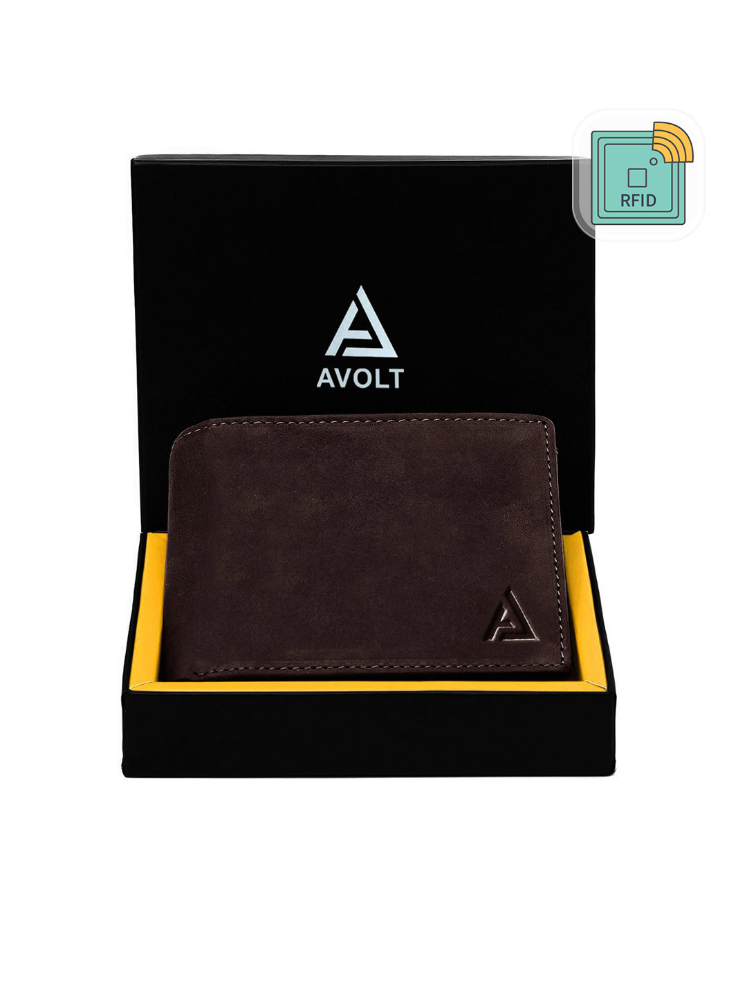 

AVOLT Men Brown Leather Two Fold Wallet