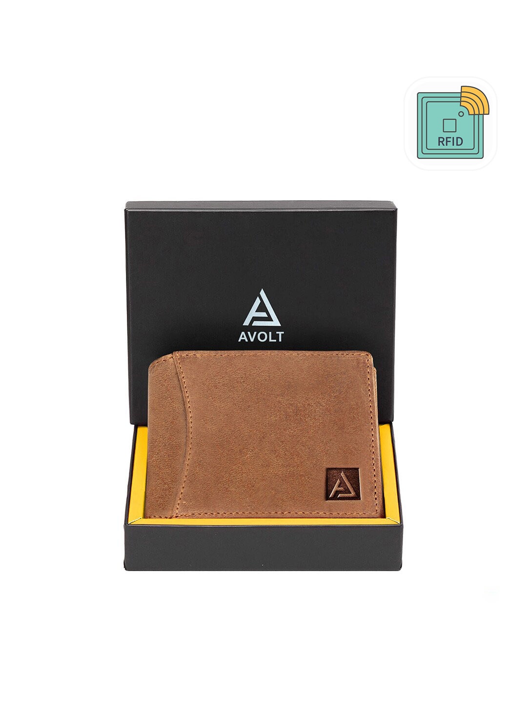 

AVOLT Men Brown Leather Two Fold Wallet