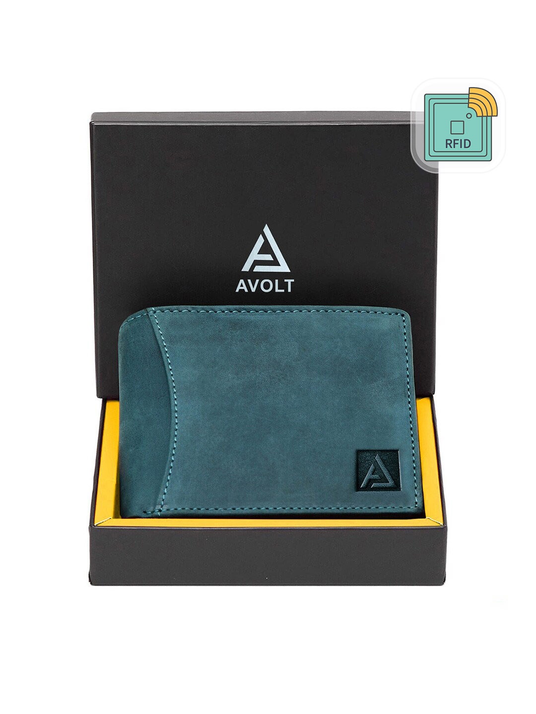 

AVOLT Men Blue Leather Two Fold Wallet