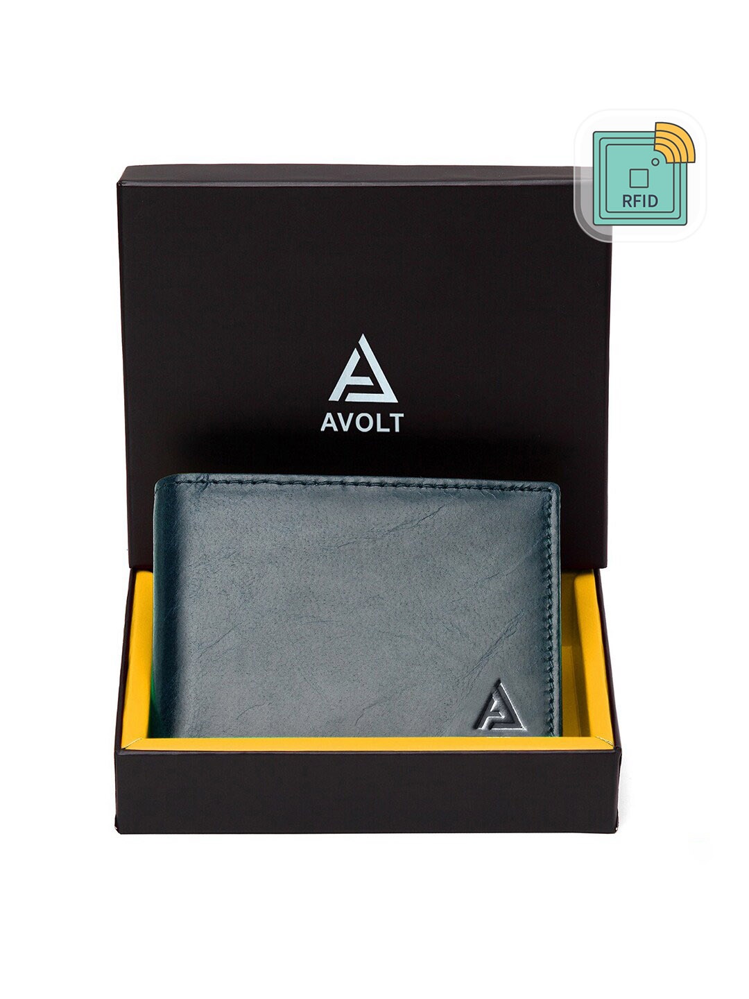 

AVOLT Men Blue Leather Two Fold Wallet