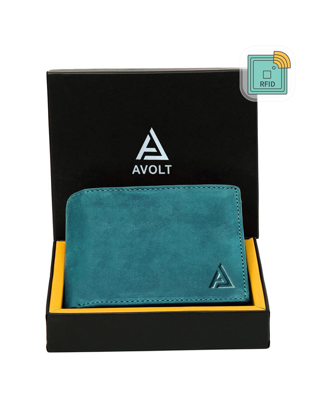 

AVOLT Men Blue Leather Two Fold Wallet