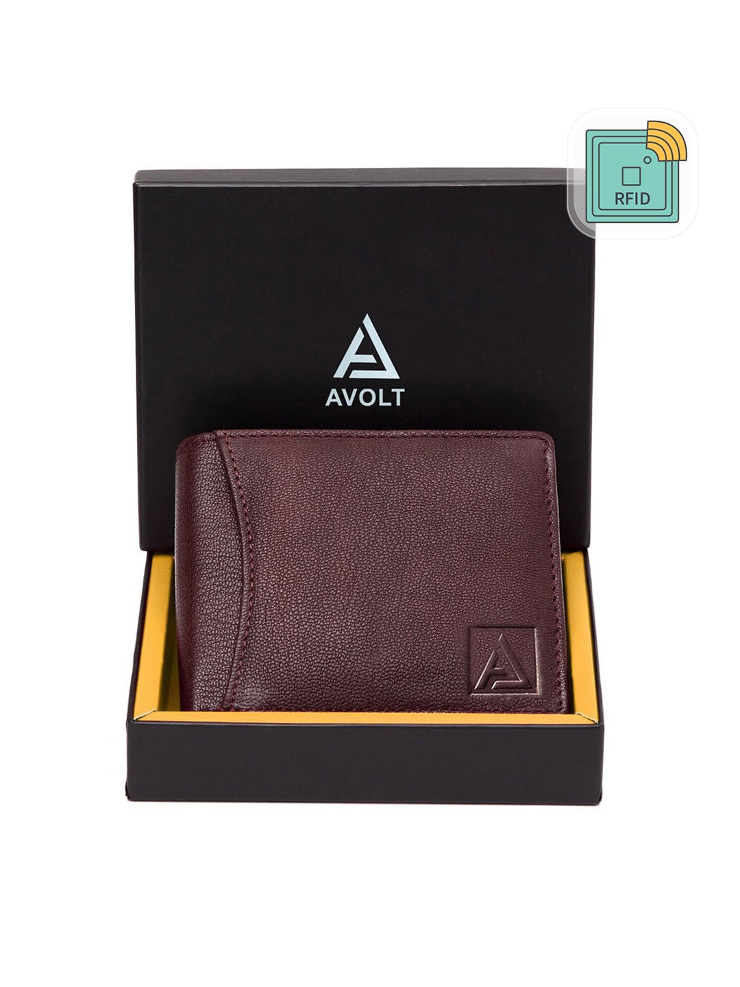 

AVOLT Men Maroon Leather Two Fold Wallet