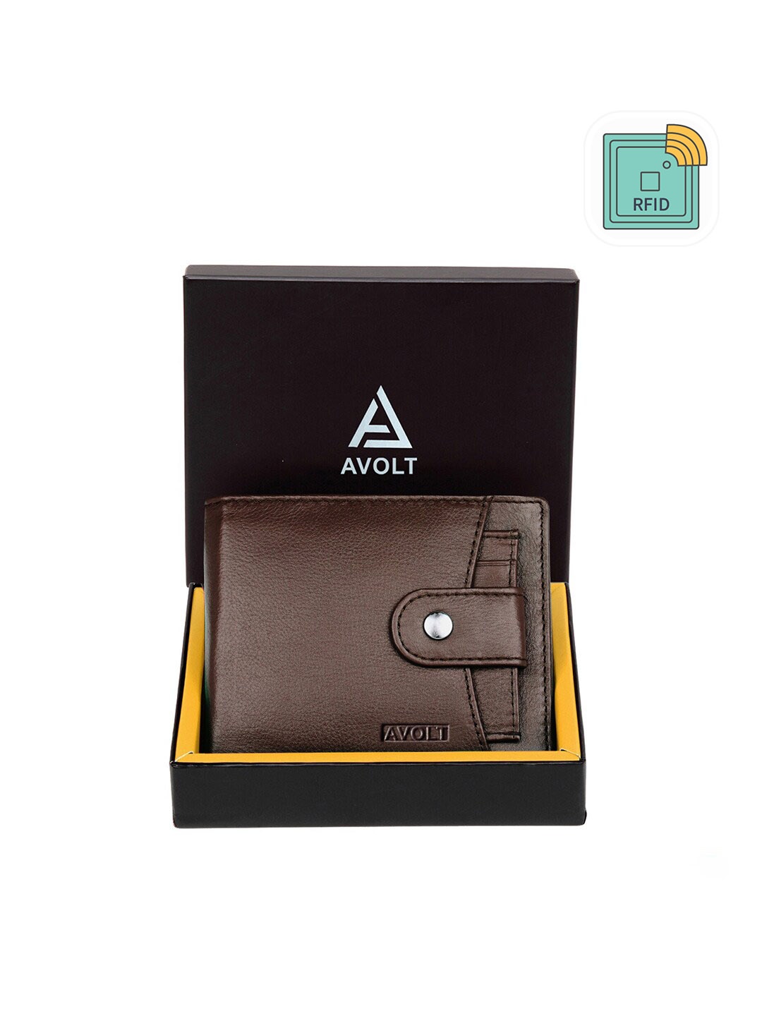 

AVOLT Men Brown Leather Two Fold Wallet