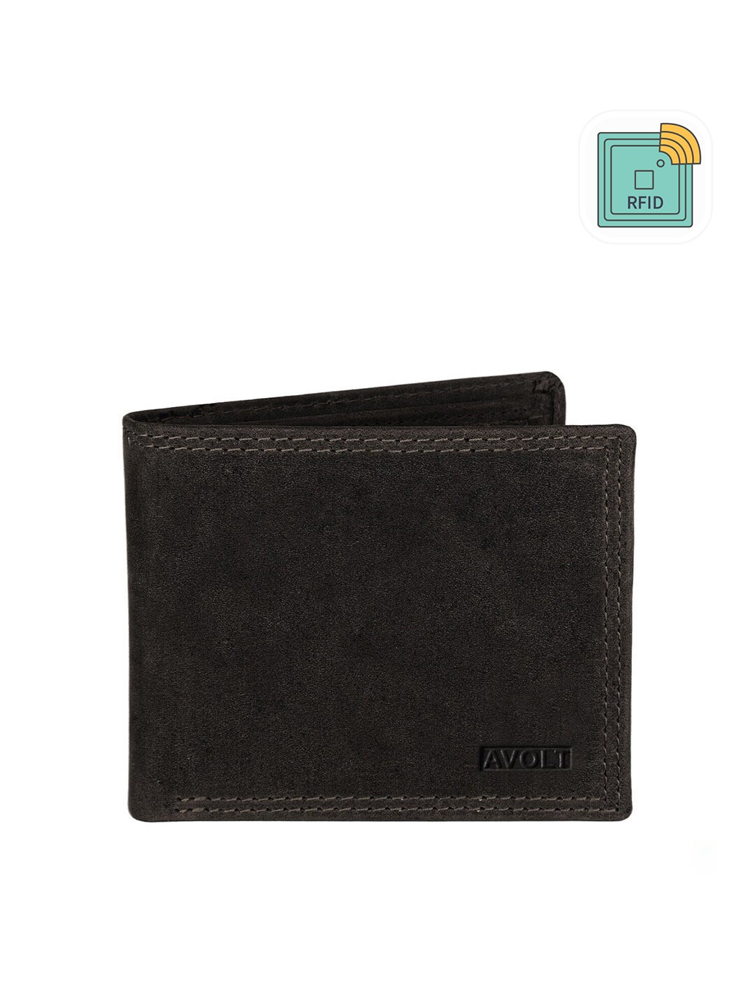 

AVOLT Men Brown Leather Two Fold Wallet