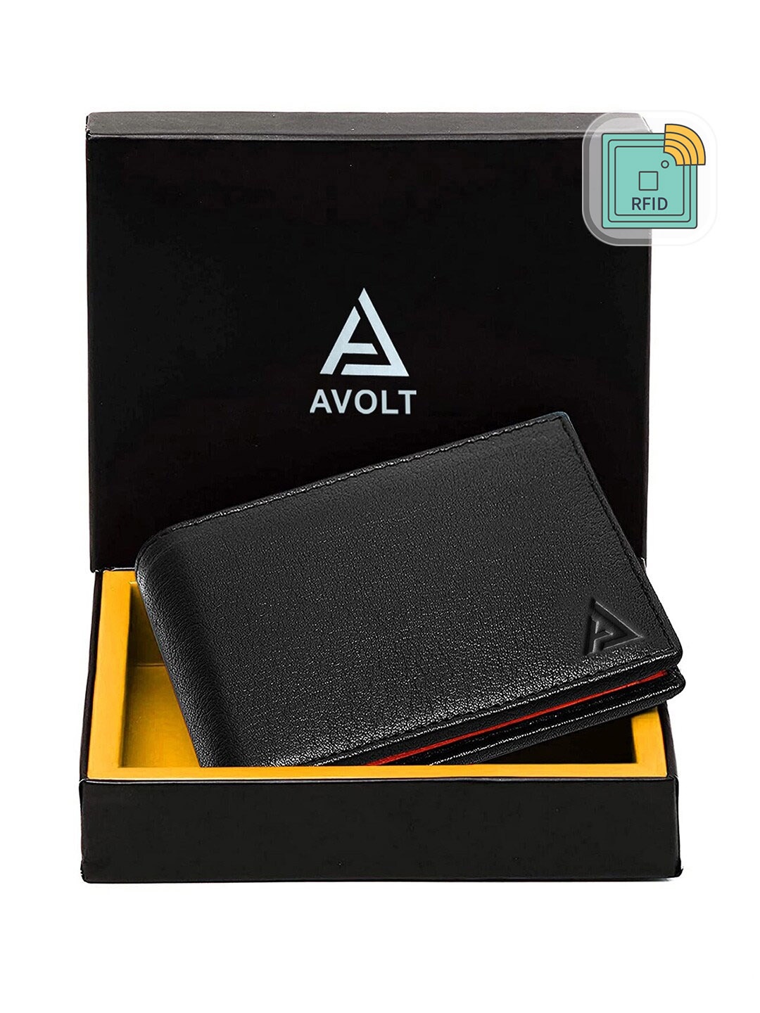 

AVOLT Men Black Leather Two Fold Wallet