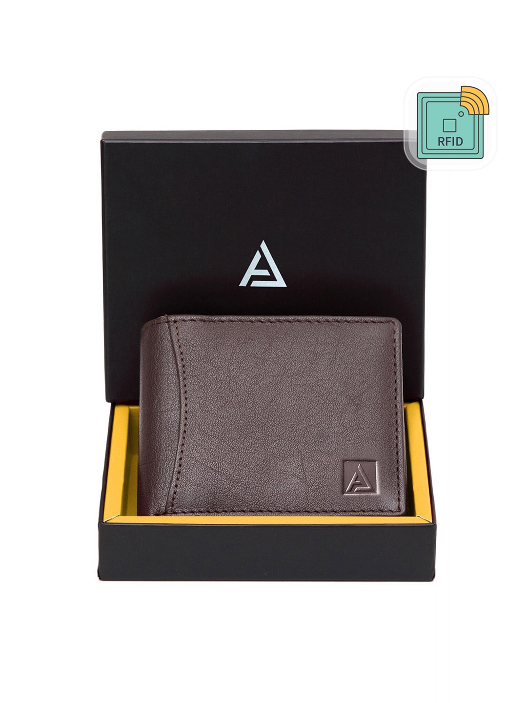 

AVOLT Men Brown Leather Two Fold Wallet