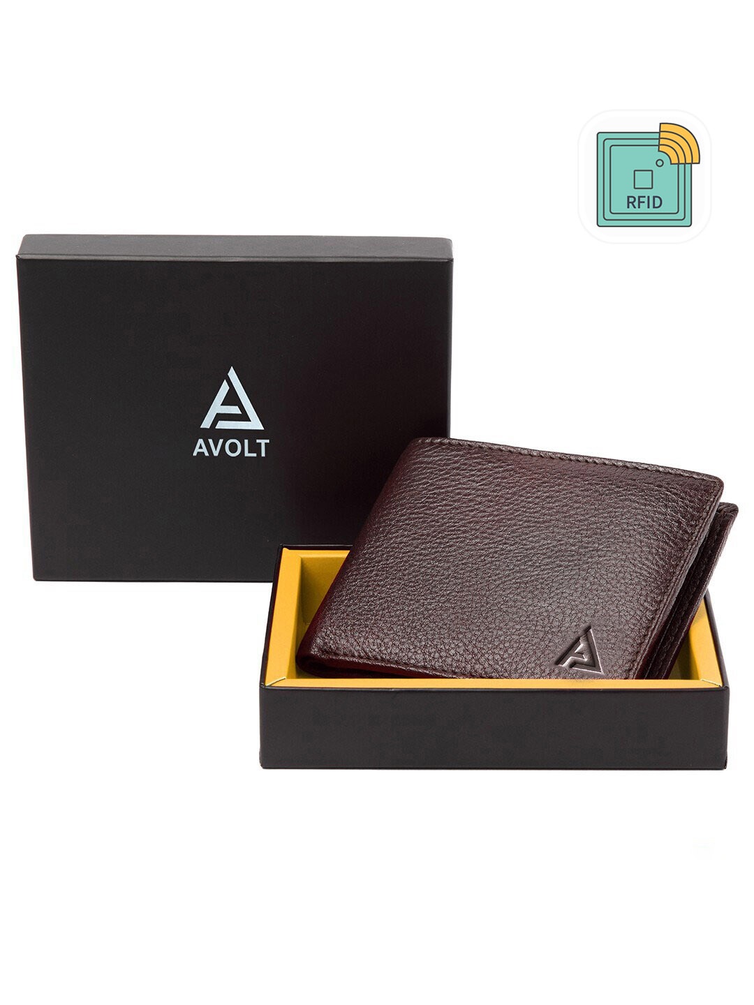 

AVOLT Men Maroon Leather Two Fold Wallet