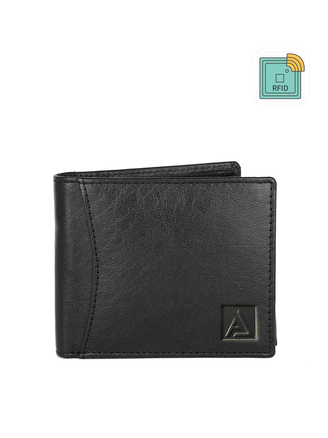 

AVOLT Men Black Leather Two Fold Wallet