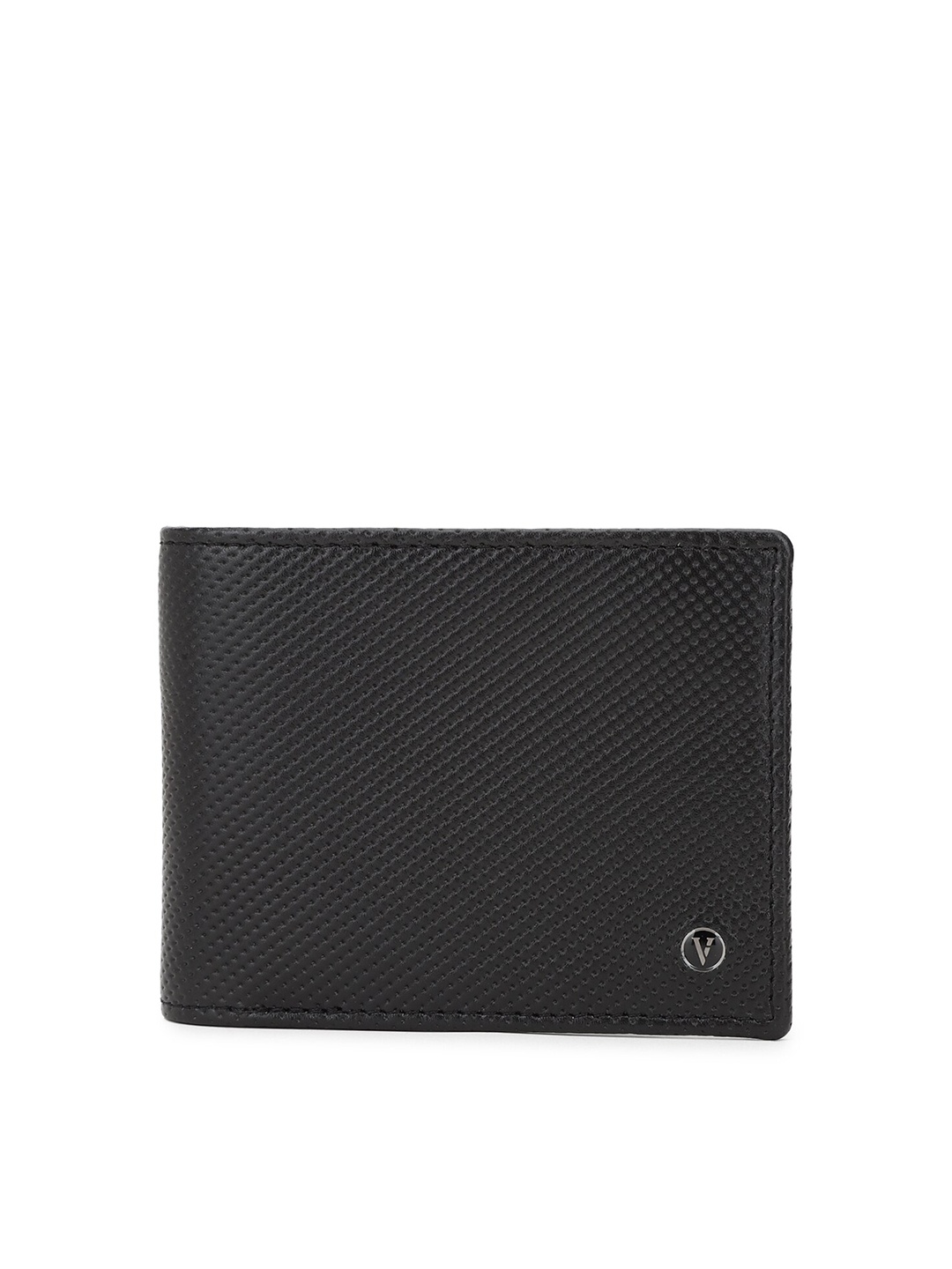 

Van Heusen Men Black Textured Leather Two Fold Wallet