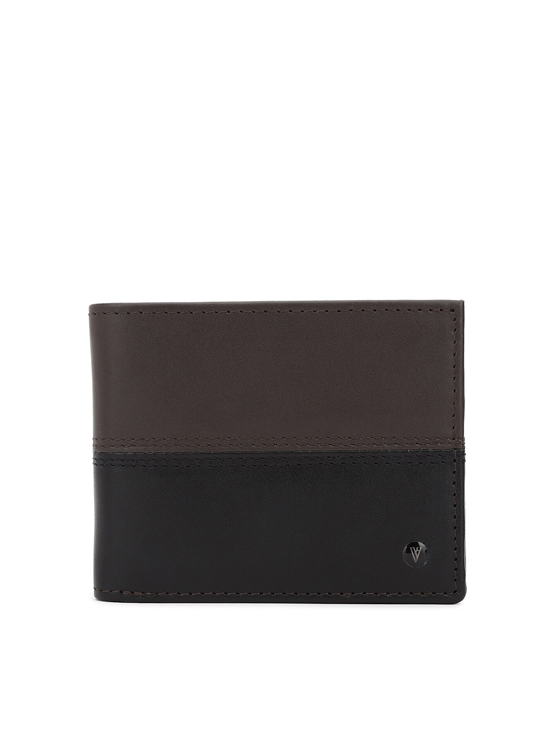 

Van Heusen Men Brown & Black Colourblocked Leather Wallet
