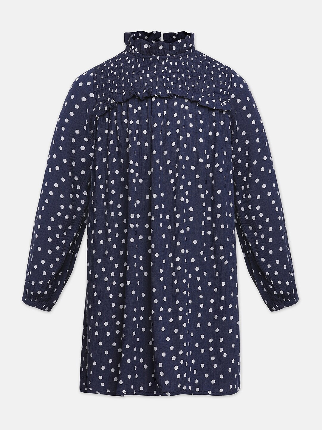 

Oxolloxo Girls Navy Blue & White A-Line Dress