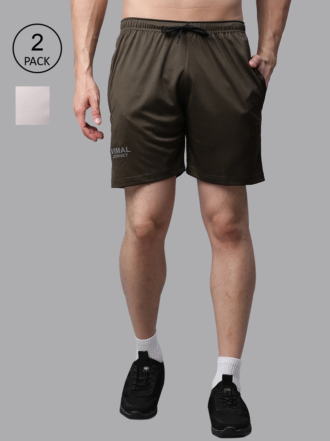 

MACK JONNEY JONNEY Men Pack of 2 Grey Melange Training Shorts