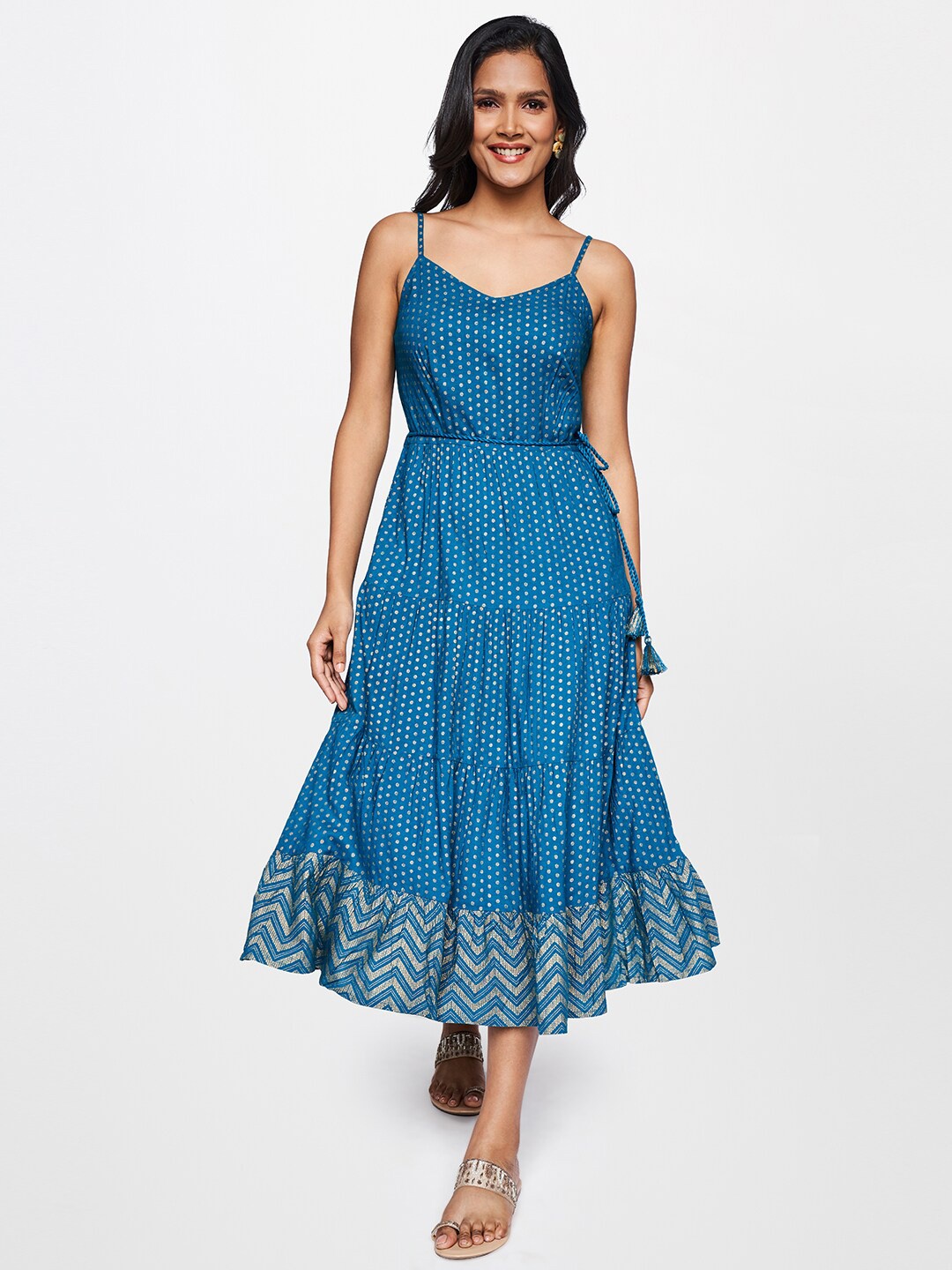 

itse Women Teal Ethnic Motifs Midi Dress