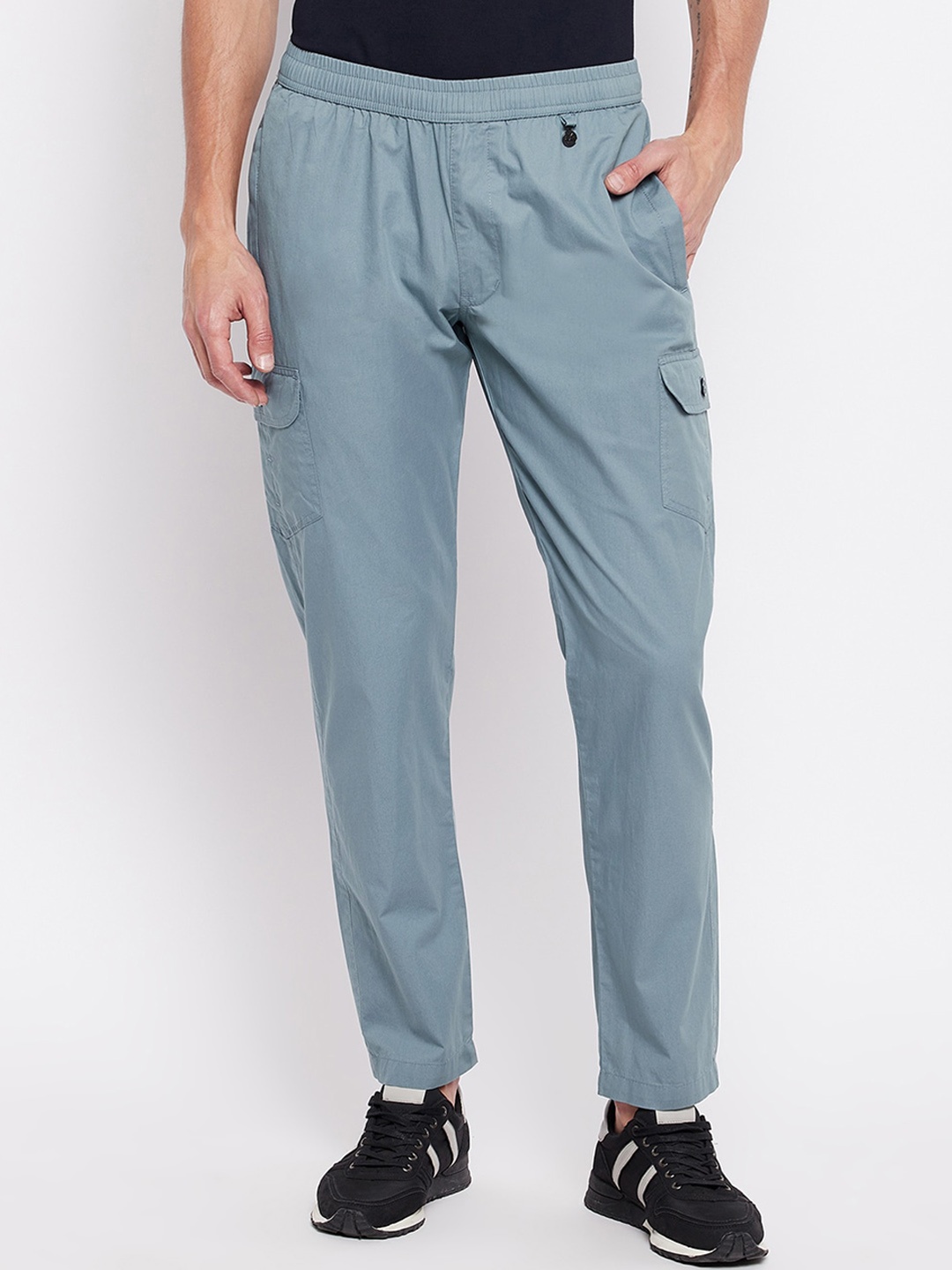 

Okane Men Blue Solid Cotton Track Pants