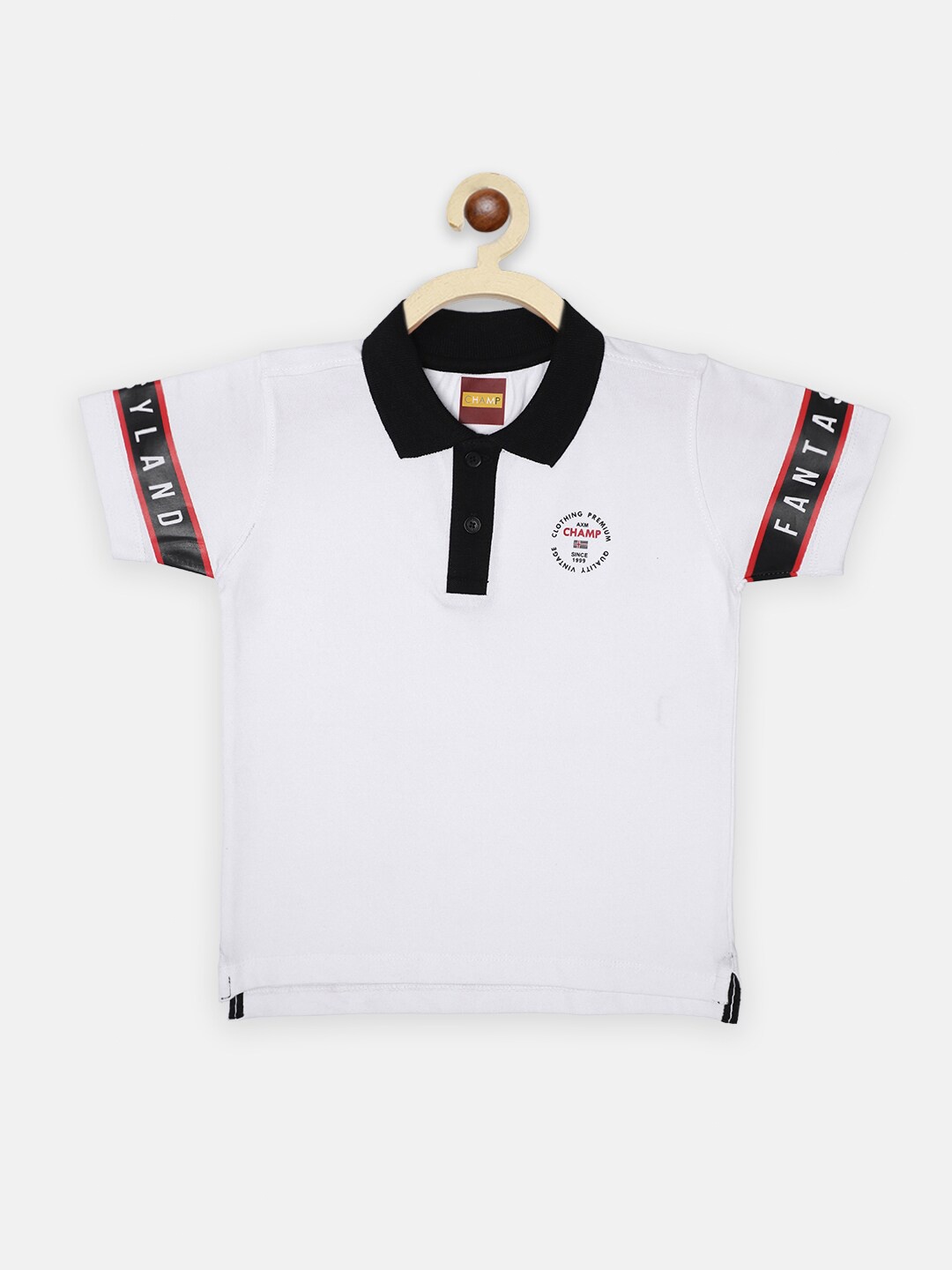 

AXM CHAMP Boys White Polo Collar Cotton T-shirt