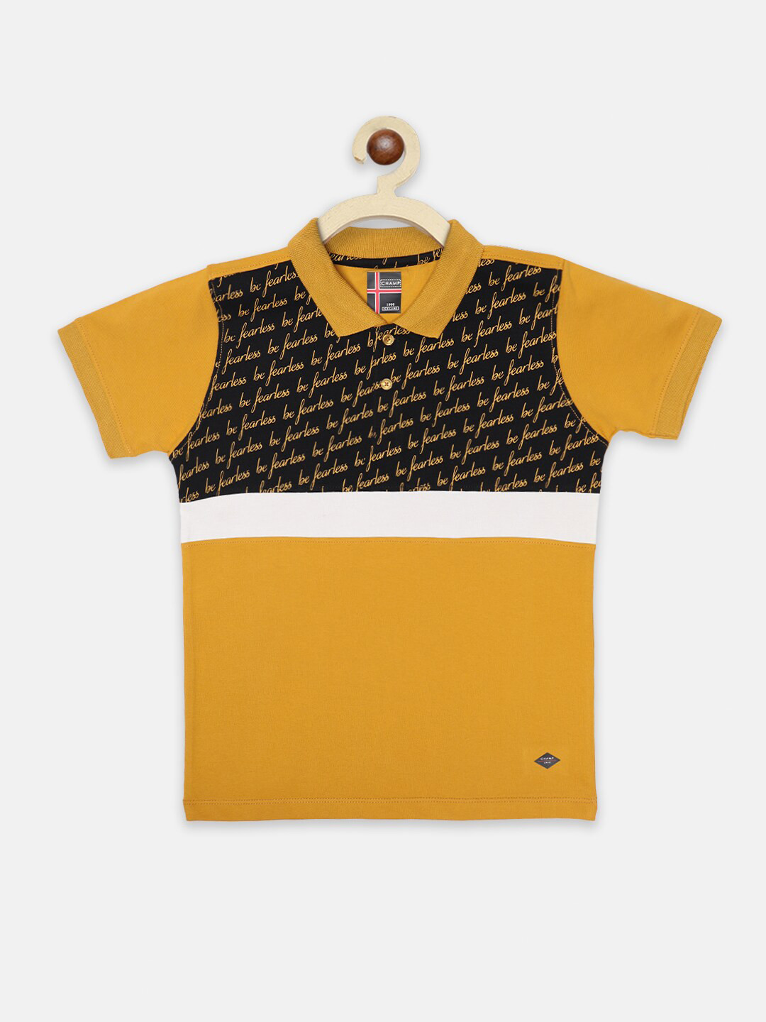 

AXM CHAMP Boys Mustard Yellow Printed Polo Collar T-shirt