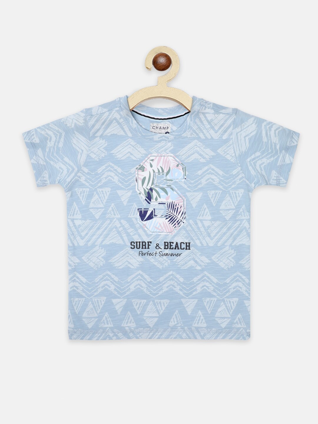 

AXM CHAMP Boys Blue Typography Printed T-shirt