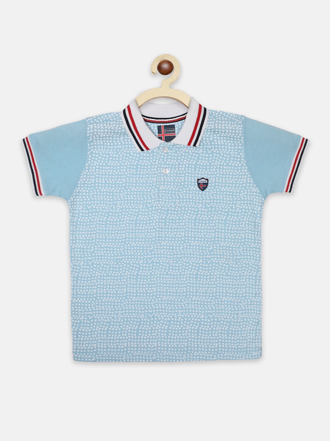 

AXM CHAMP Boys Blue Printed Polo Collar T-shirt