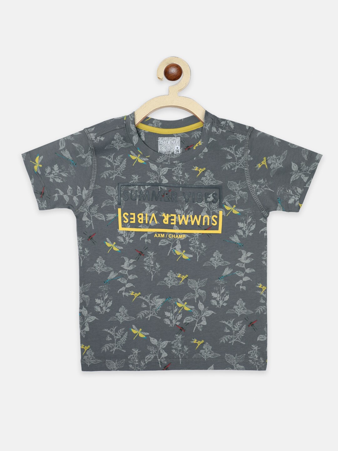 

AXM CHAMP Boys Grey Printed Cotton T-shirt