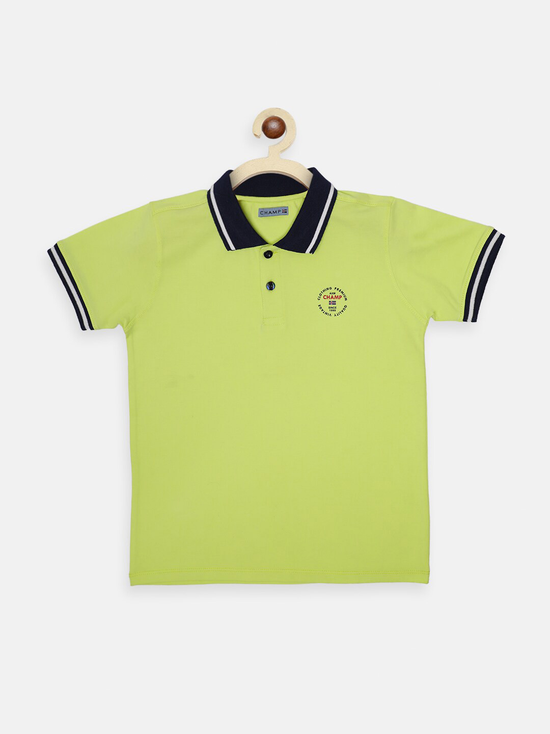 

AXM CHAMP Boys Green Polo Collar Cotton T-shirt