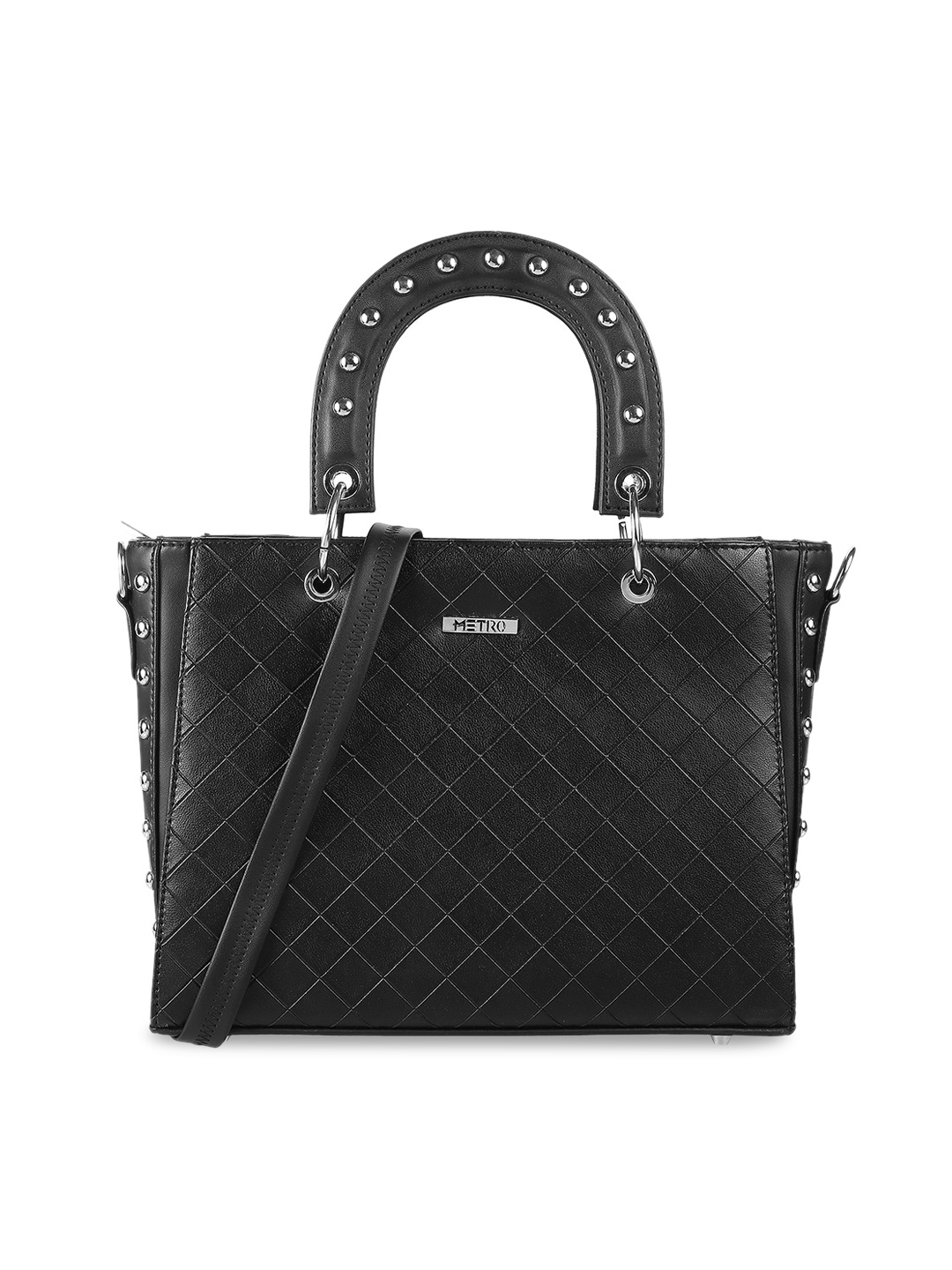 

Metro Black Structured Handheld Bag with Quilted