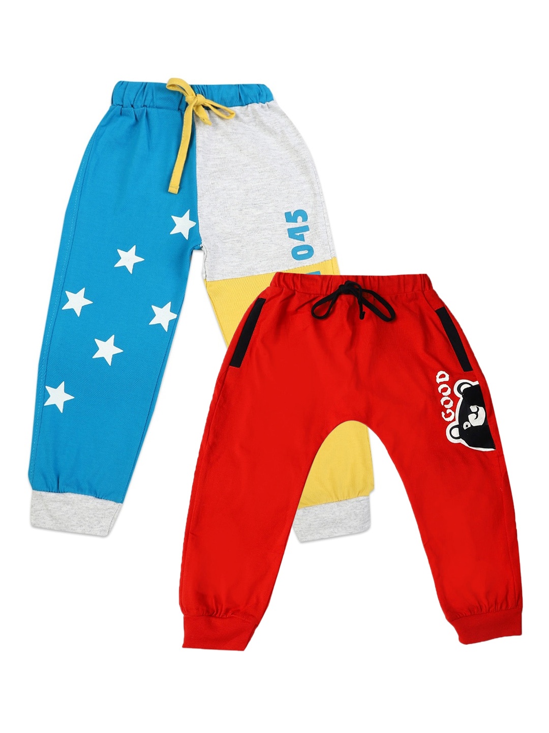 

V-Mart Infant Kids Pack of 2 Printed Regular Fit Cotton Joggers, Red