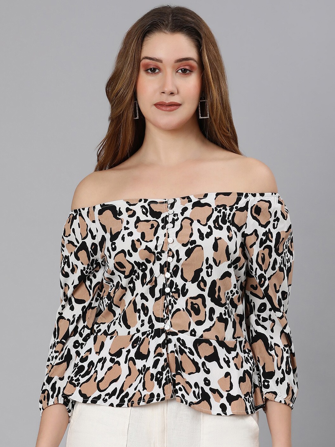 

Oxolloxo Multicoloured Animal Print Off-Shoulder Bardot Top, Multi