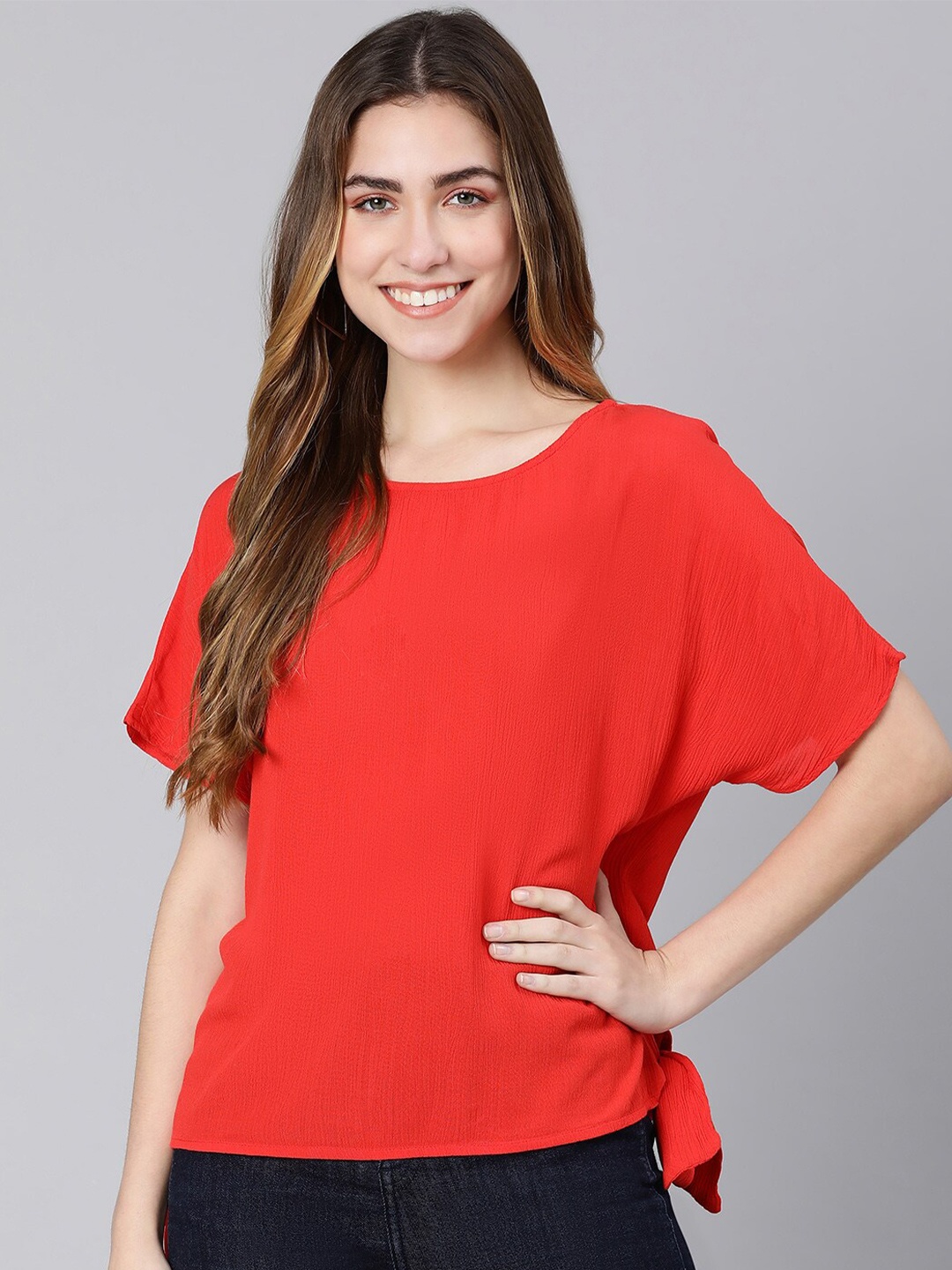 

Oxolloxo Red Solid Crepe Top