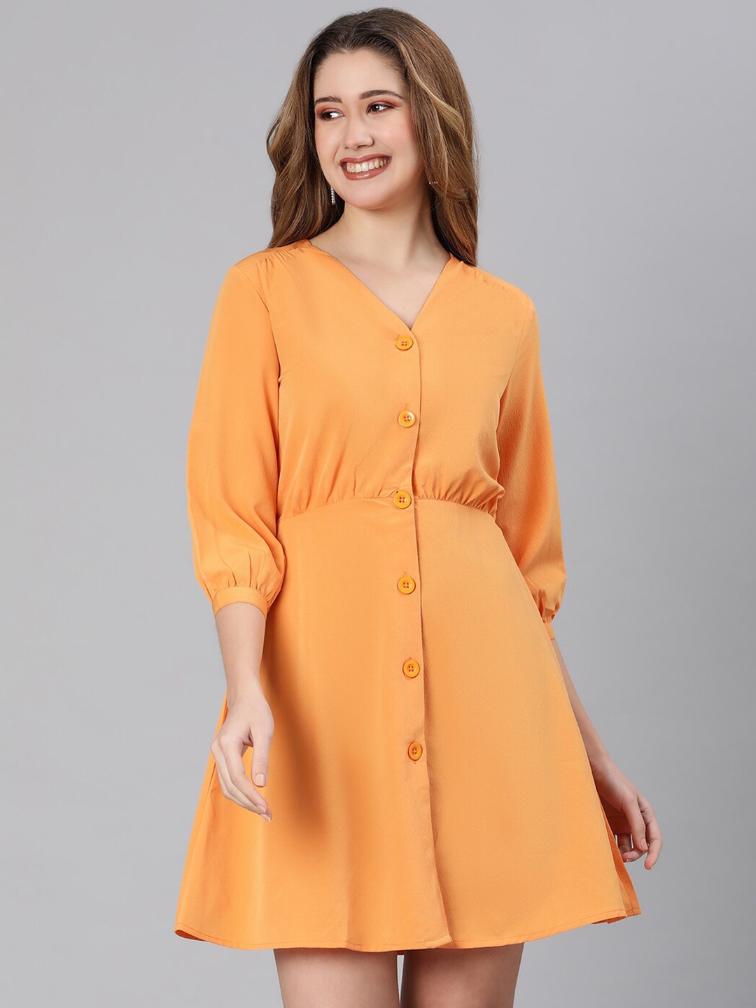 

Oxolloxo Orange Satin Shirt Dress