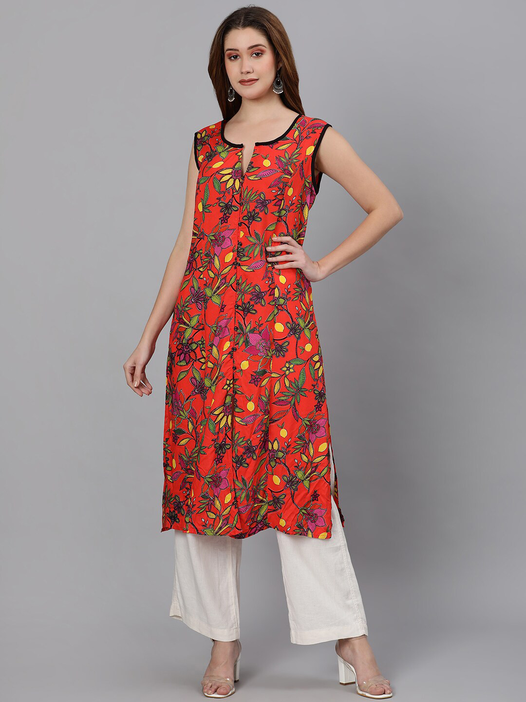 

Oxolloxo Red & Green Viscose Rayon Printed Tunic