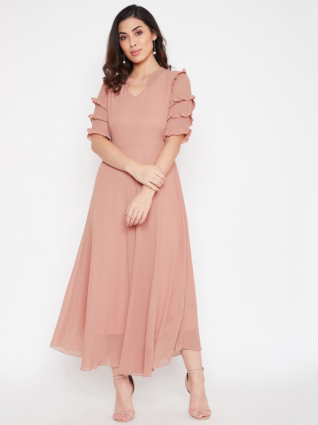 

HELLO DESIGN Cream-Coloured Georgette Maxi Dress