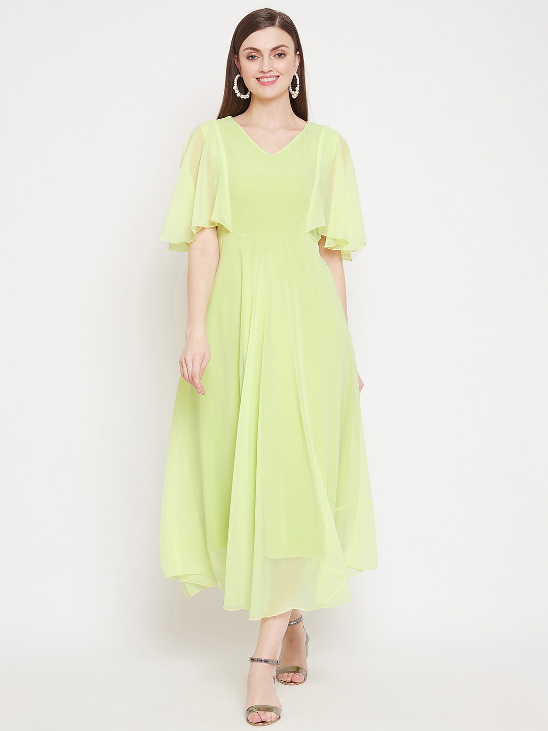 

HELLO DESIGN Yellow Georgette Maxi Midi Dress