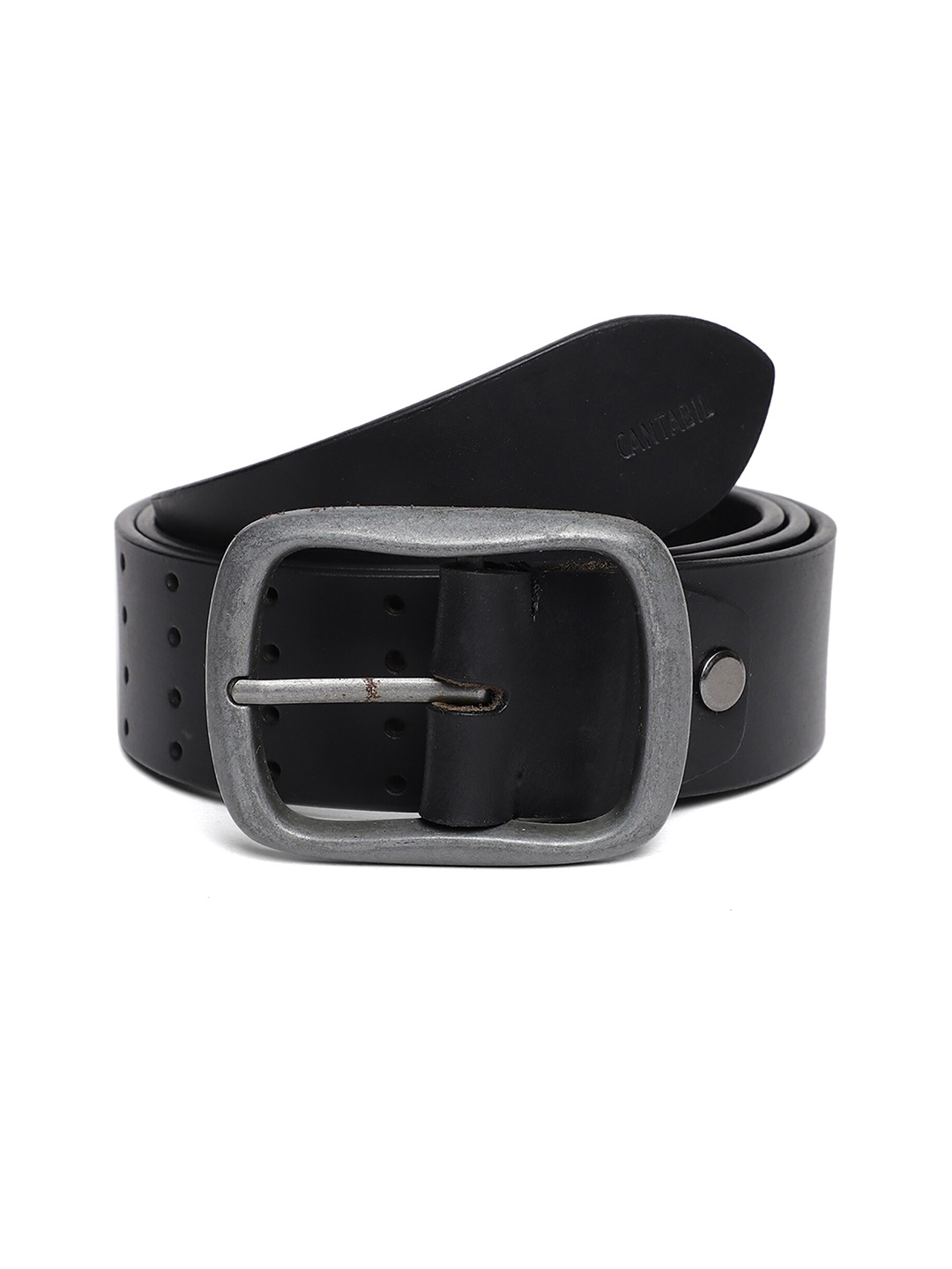 

Cantabil Men Black Leather Belt