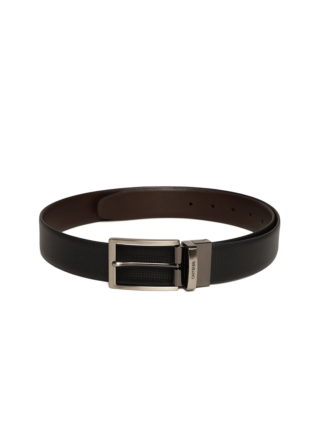 Cantabil Men Black Textured Leather Formal Belt