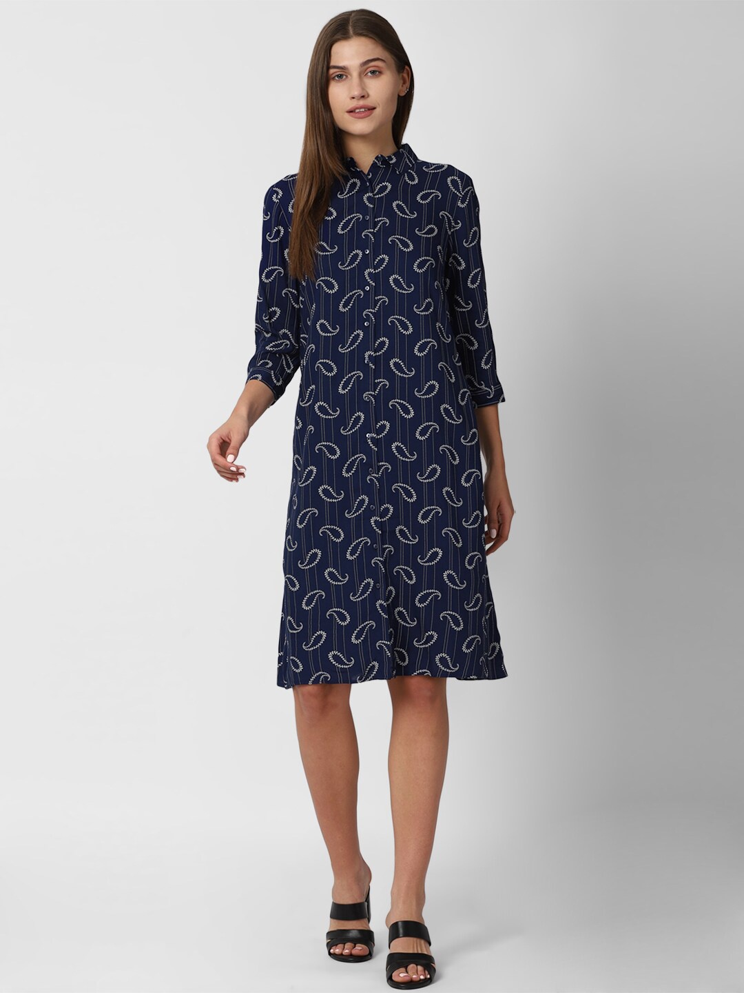 

Van Heusen Woman Navy Blue Ethnic Motifs Shirt Dress
