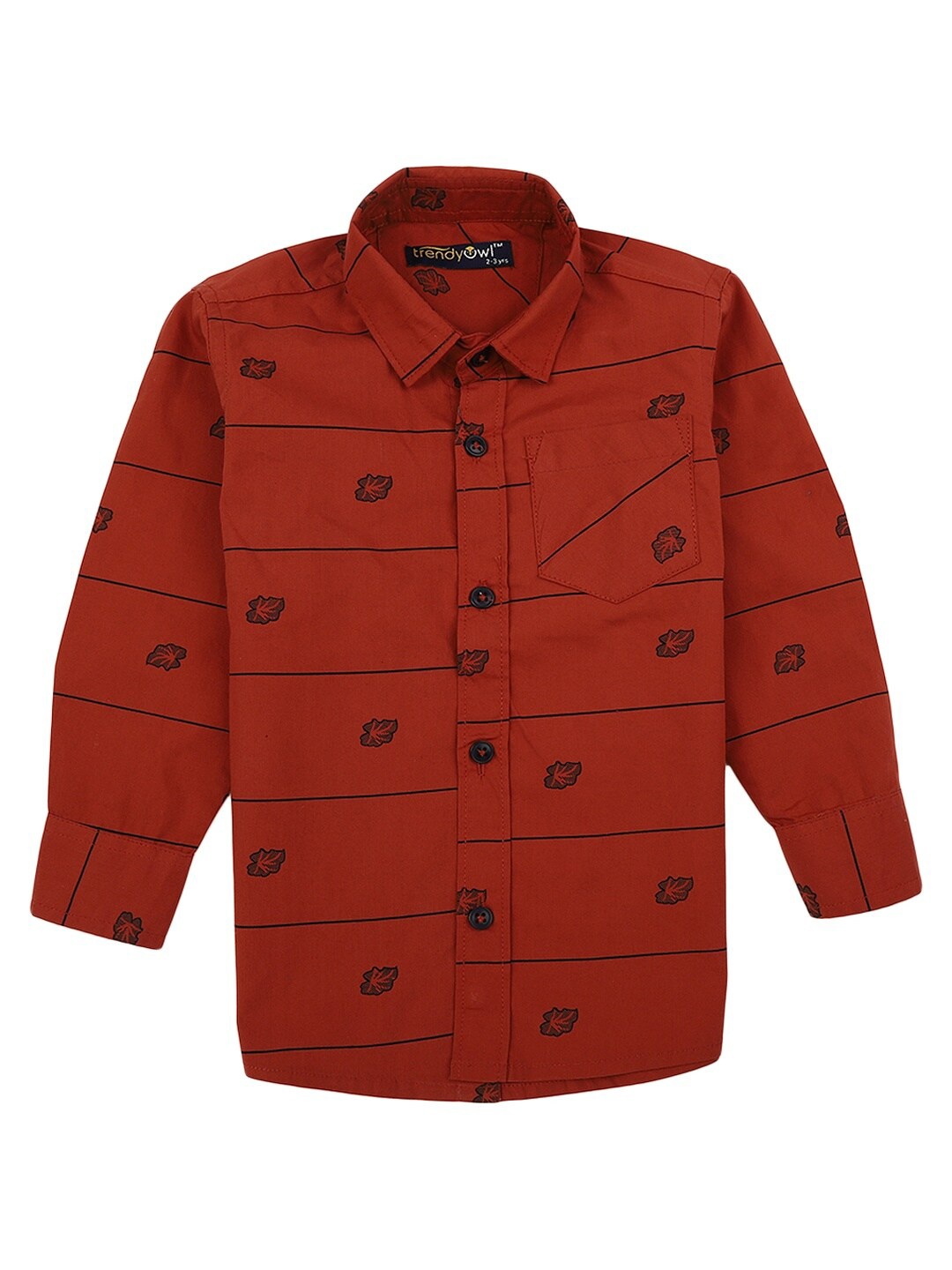 

V-Mart Boys Rust & Black Printed Casual Shirt