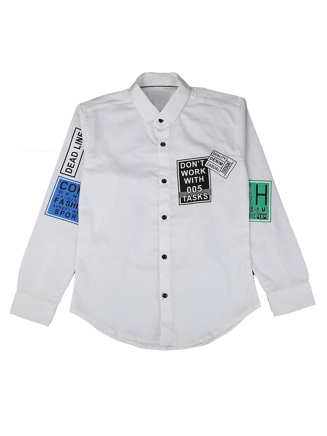 

V-Mart Unisex Kids White Classic Printed Casual Shirt