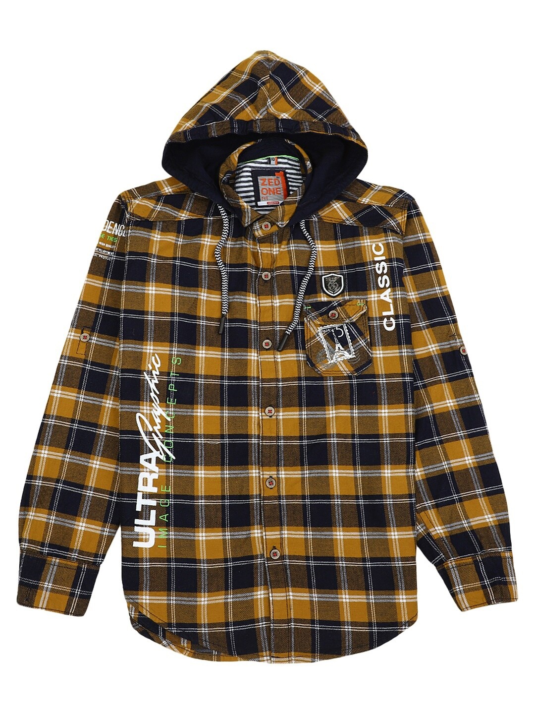 

V-Mart Boys Yellow & Brown Tartan Checked Casual Shirt