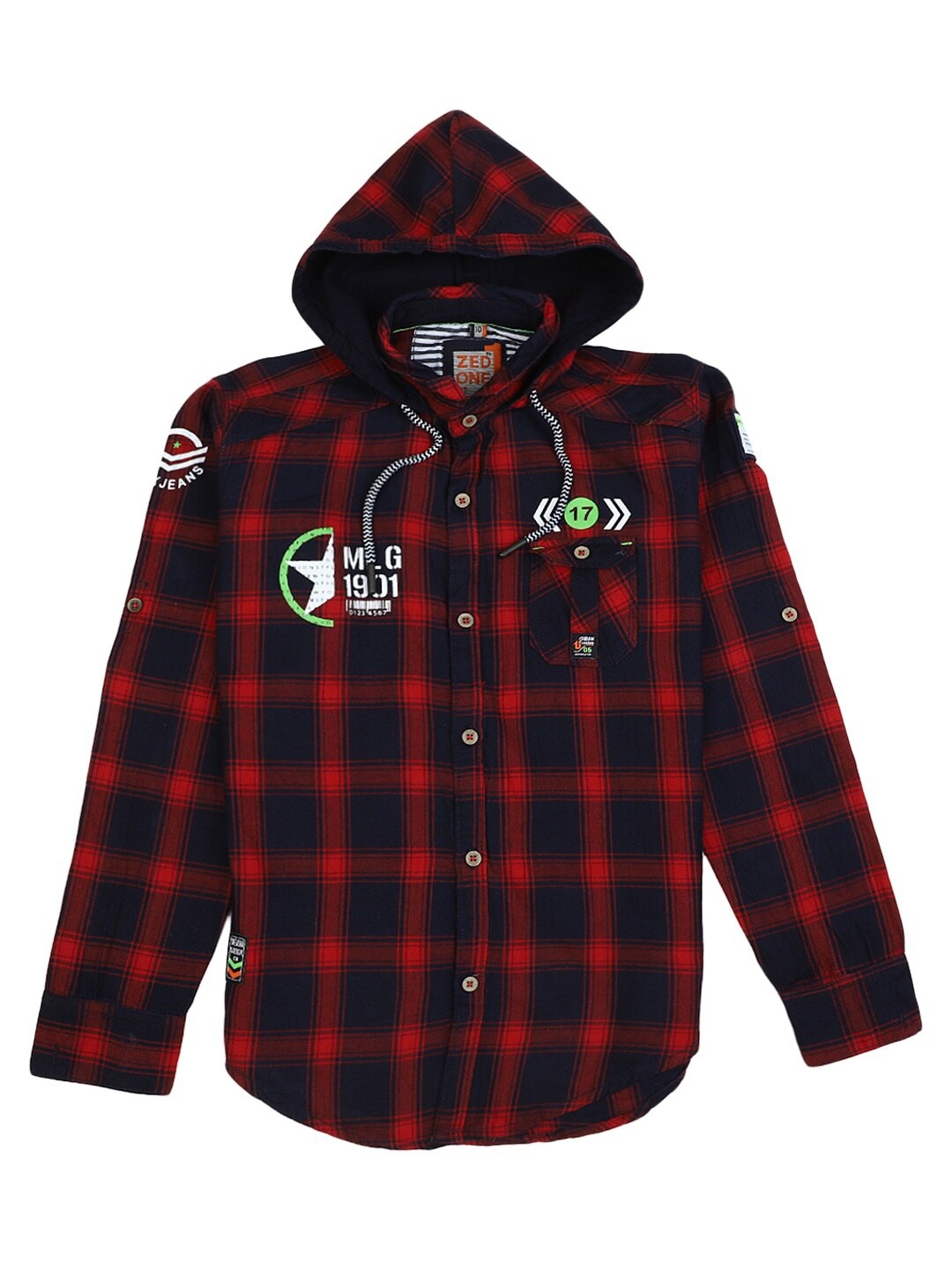 

V-Mart Boys Red Classic Regular Fit Checked Cotton Casual Shirt