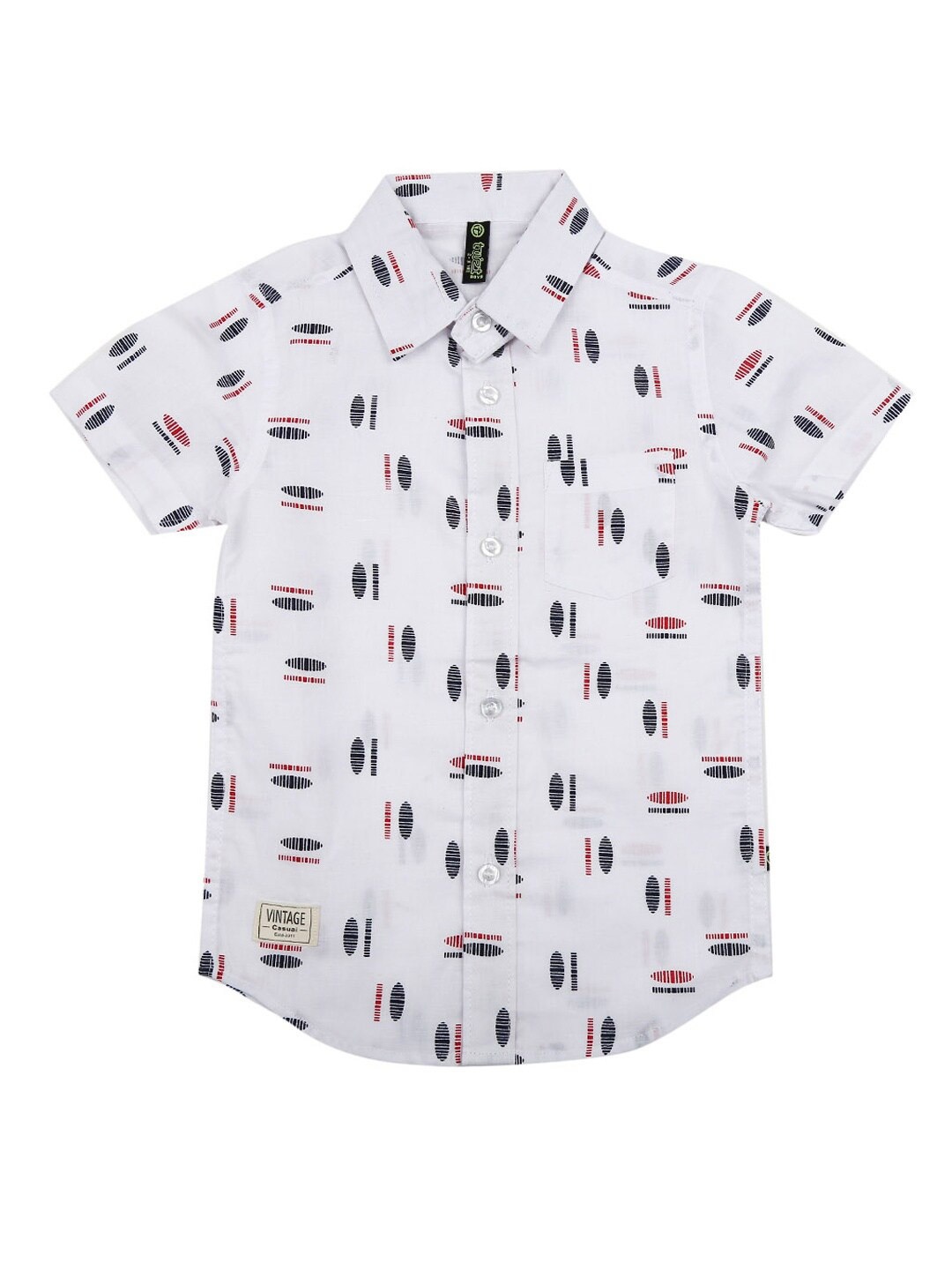 

V-Mart Kids White Classic Geometric Printed Cotton Casual Shirt