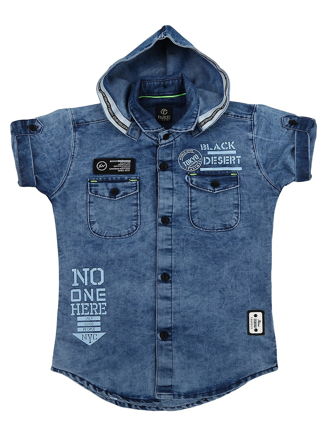 

V-Mart Boys Blue Printed Denim Casual Shirt
