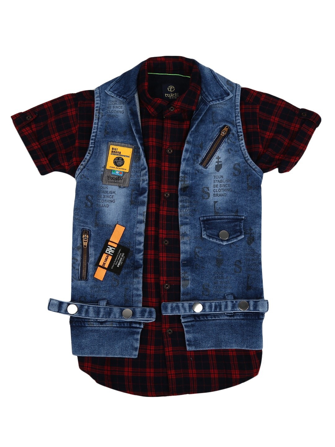 

V-Mart Kids Red Classic Checked Twill Cotton Casual Shirt