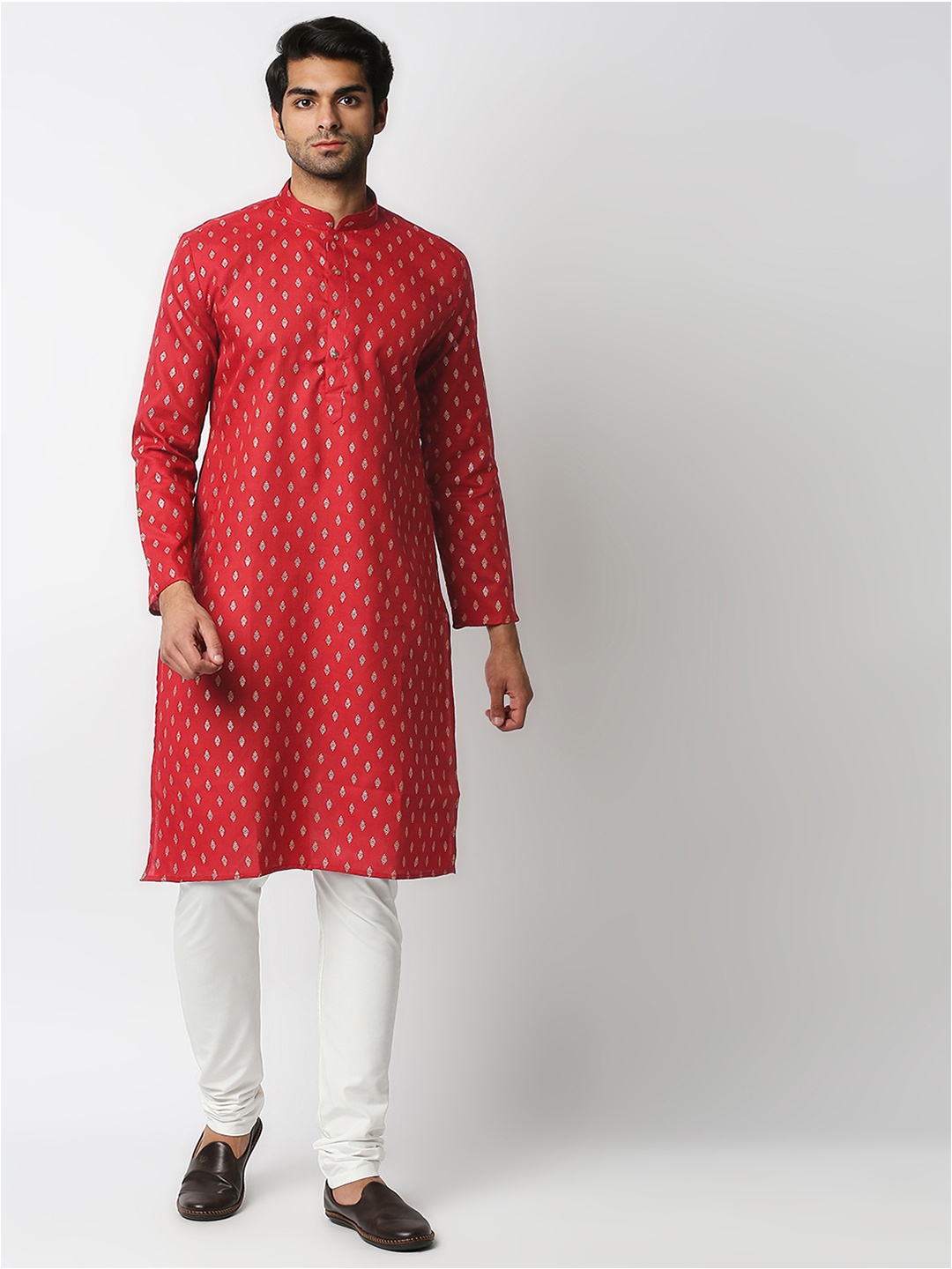 

MEWAR Men Maroon Ethnic Motifs Printed Kurta