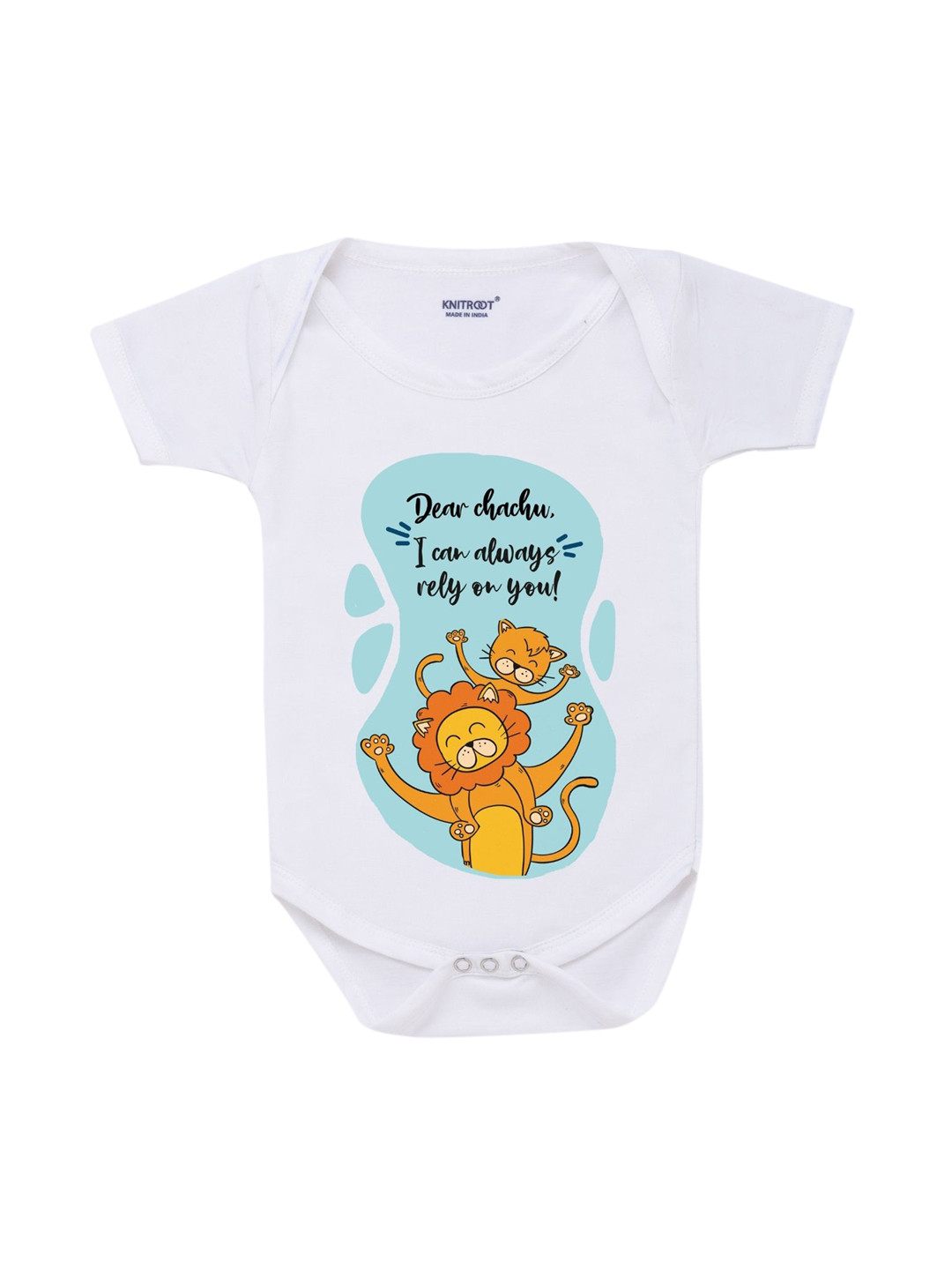 

KNITROOT Infant Kids White Graphic Printed Cotton Bodysuit